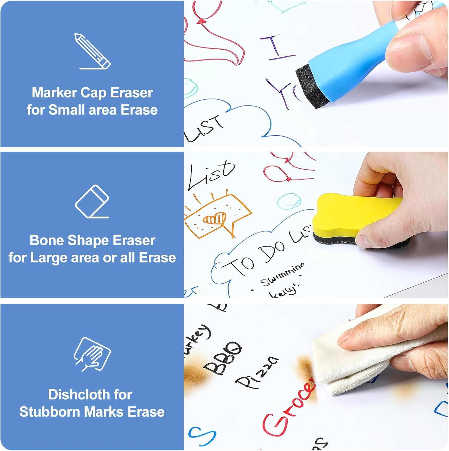 1 Pack Magnetic Dry Erase Board Sheet for Fridge, Erasable Refrigerator WhiteBoard w/ 4 Markers & 1 Eraser- Smooth and Flexible Small Magnet Blank Notepad for Home Kitchen Organizer and Planner