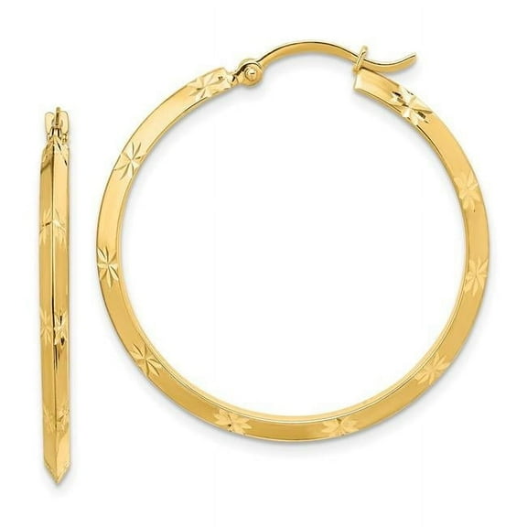 Primal Gold 14 Karat Yellow Gold Polished Diamond-cut Hoop Earrings