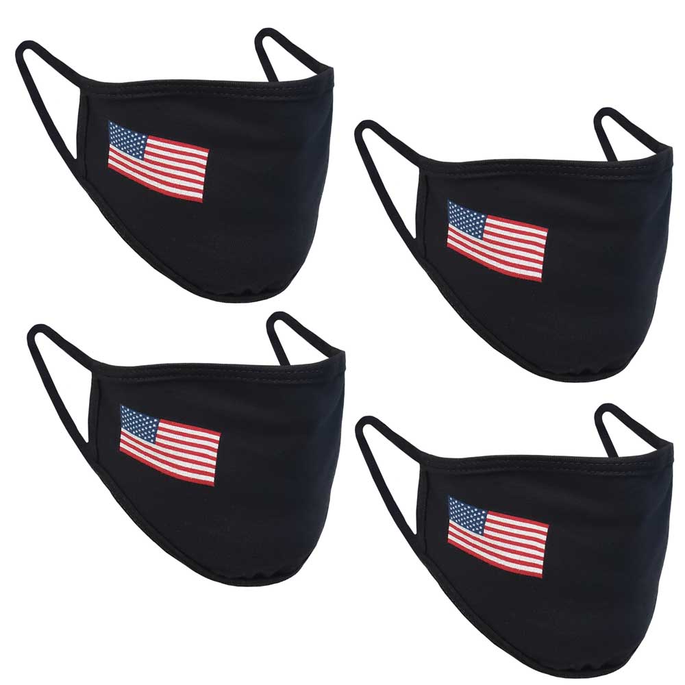 4Pcs Flag Print Unisex Cloth Face Mask Protect Reusable Cotton Comfy Washable Made in USA - image 1 of 6