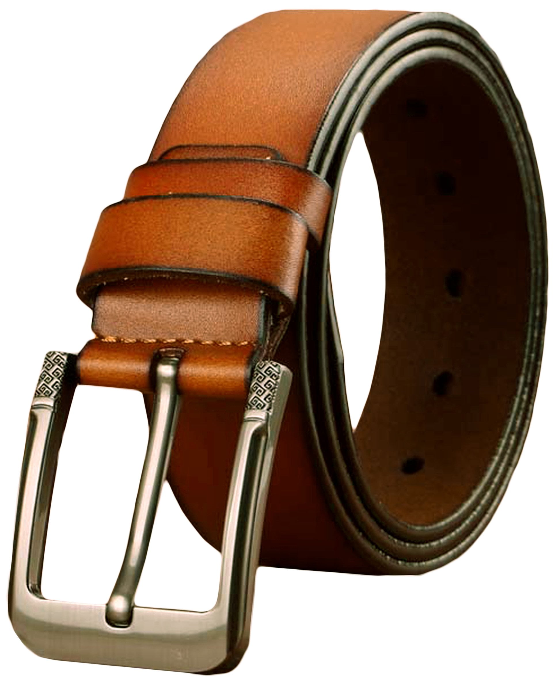 4 Colors 1.25 in Leather Handcrafted Men's Dress Belt w/Brass Buckle 