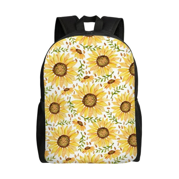 Fotbe Watercolor With Sunflowers Mochila de Viaje para Laptop, Mochila Ejecutiva Delgada y Resistente 15.6"