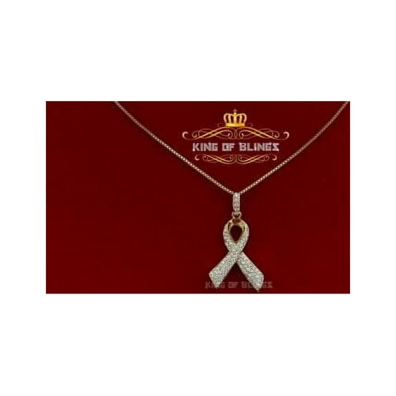 King of Bling's Attractive 925 Yellow Sterling Silver Ribbon Shape Pendant 0.50ct Cubic Zirconia