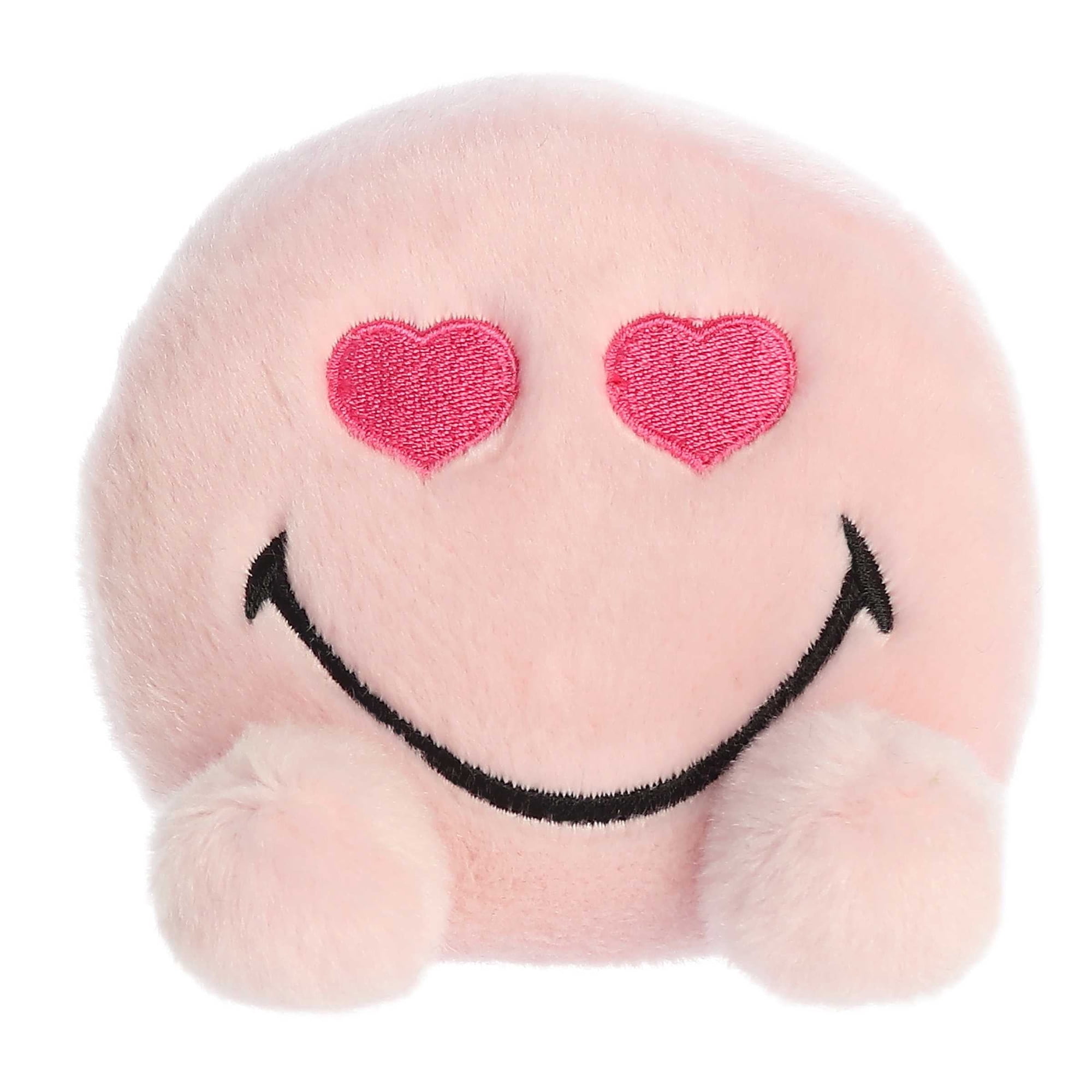 Aurora - Mini Pink SMILEYWORLD - Palm Pals 4.5" Heart Eyes - Vibrant Stuffed Animal