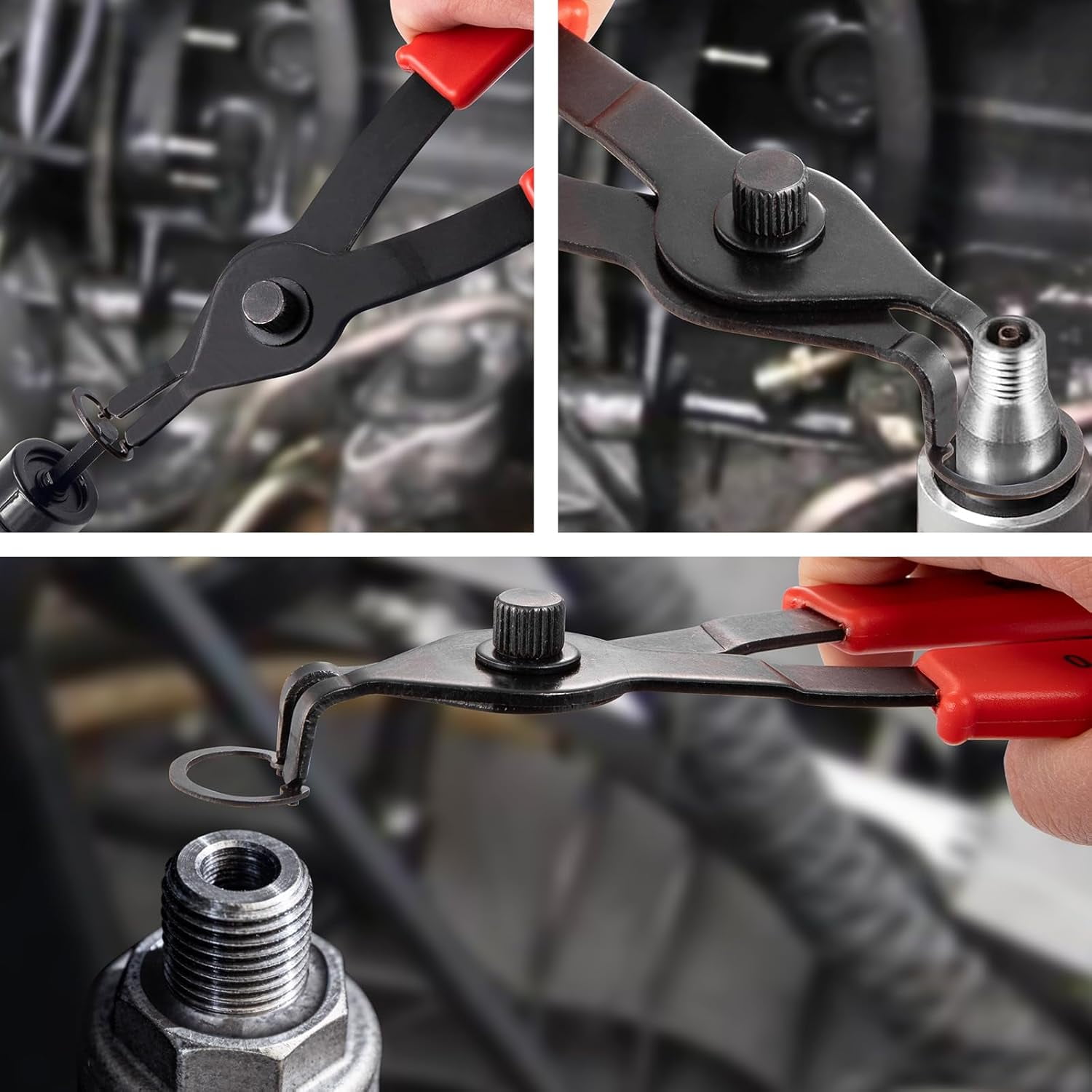 Snap Ring Set, 10 Pcs Internal & External Retaining Ring Circlip C Clip , Heavy Duty Bent Straight Automotive Tools, Include Hook, Pick, and Storage Case