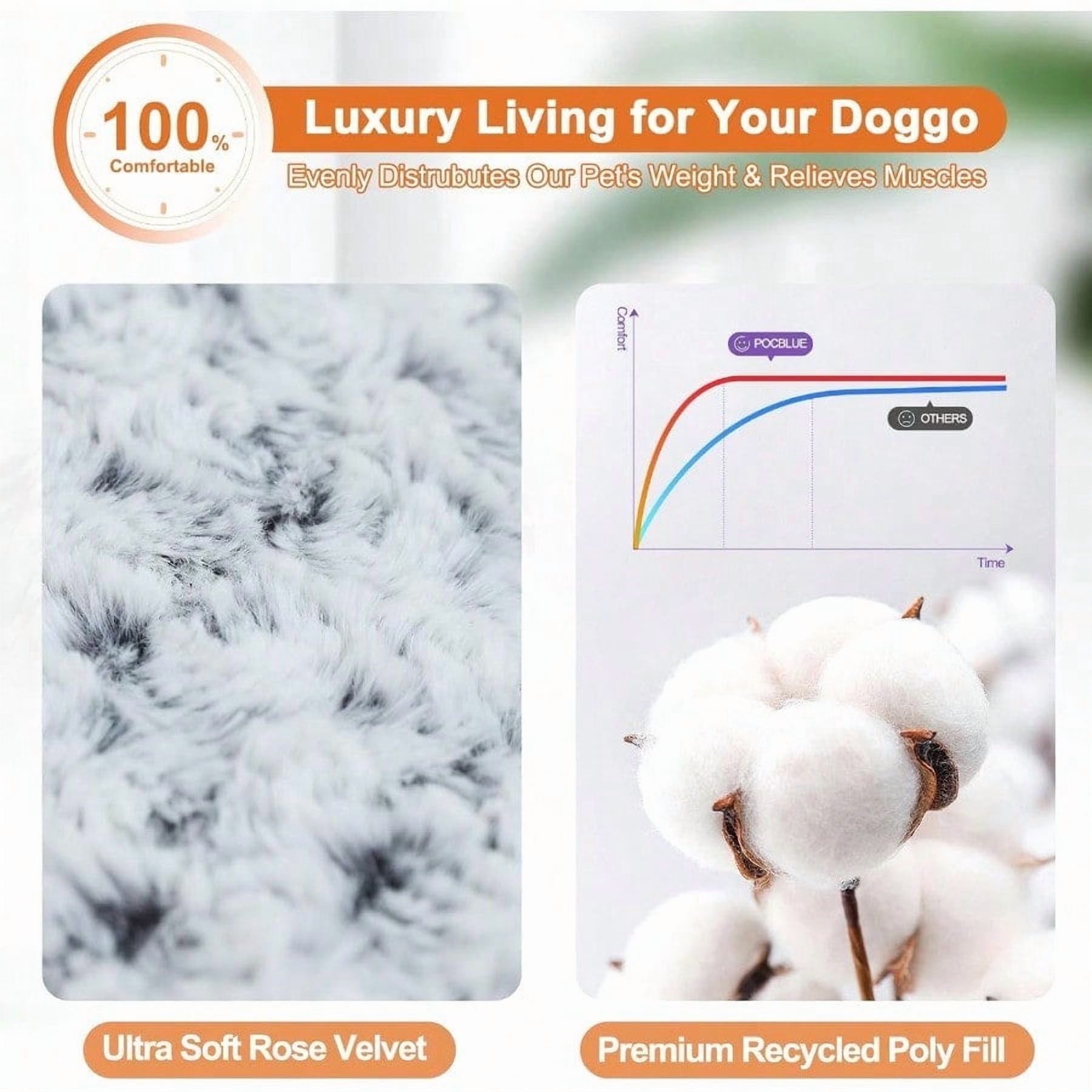 Deluxe Washable XL Dog Bed Dog Crate Mat 41 inch Comfy Fluffy Kennel Pad AntiSlip for Dogs Up to 90 lbs 41 x 27 Grey