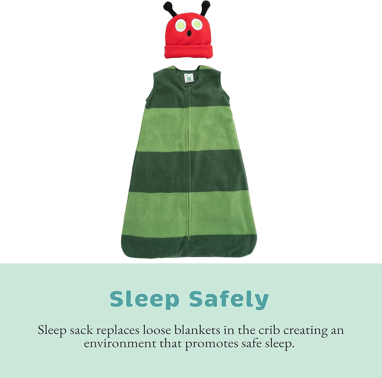 Cuddle Club Fleece Sleep Sack Swaddle Blanket Baby Sleeping Bag, Bear Caterpillar Medium