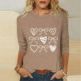 thumbnail image 2 of RKSTN Valentines Gift 3/4 Length Sleeve Womens Tops Oversized Crewneck Valentine Day Loves Heart Graphic Print Short Sleeve T Shirt Womens Casual Plus Size Round Neck Three Quarter Sleeve Tee Shirt, 2 of 6