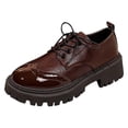 thumbnail image 5 of HEWUQI Oxford Shoes for Women Lace up Platform Wingtip Patent Leather Chunky Low Heels Round Toe Casual Work Vintage Dress Pumps Brown Size 9.5, 5 of 5