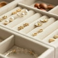 thumbnail image 3 of Velvet Jewelry Display Tray for Drawer Bracelet Earring Rings Jewelry Storage Box Organizer Case Holder Jewelry Display Boxes Beige- (1grid), 3 of 6