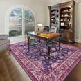 thumbnail image 4 of Homore Vintage Boho Traditional Oriental Faux Wool Area Rug, 2' x 3', Purple, 4 of 9