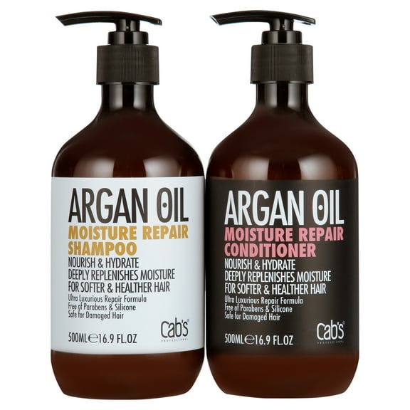 Cab's Moroccan Argan Oil Shampoo and Conditioner Set - Repair and Thickening Hair Treatment for Women and Men, Best Gift for Damaged, Frizzy, Thinning or Color Treated Hair, Paraben Free - 2* 16.9 oz