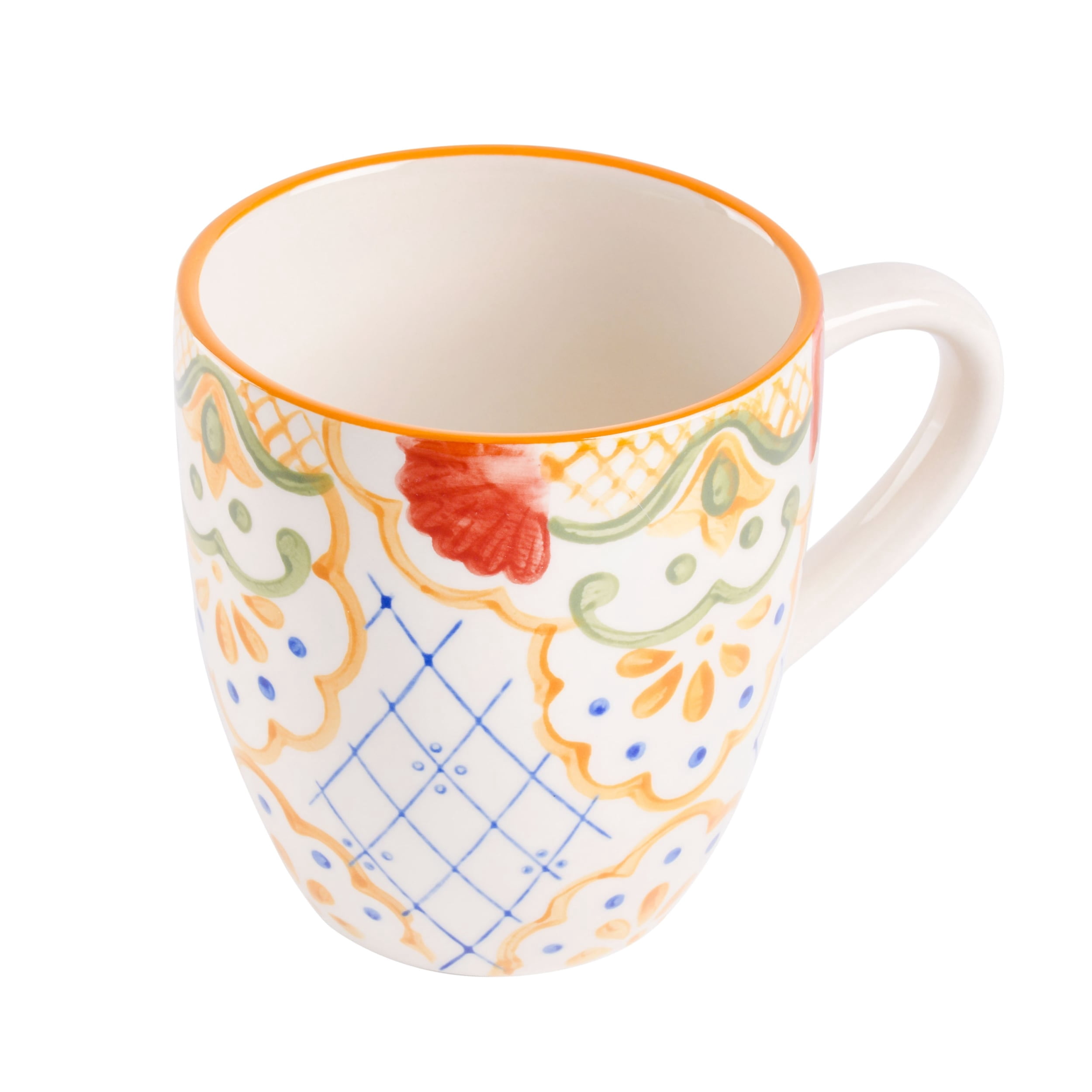 4 Piece 17.4 Ounce Hand Painted Stoneware Mug Set