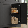 thumbnail image 4 of Hiphuta 75"Tall Kitchen Pantry Storage Cabinet with Power Outlet, Large Pantry Cabinet with Microwave Stand, Modern Freestanding Cupboard Hutch for Home Dinning Room, Black, 4 of 6