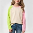 thumbnail image 5 of YDFCWXW Kids Girls T Shirts Raglan Long Sleeve Tee Casual Basic Crewneck Color Block Blouses Tops (Light Green, 7-8 Years), 5 of 9