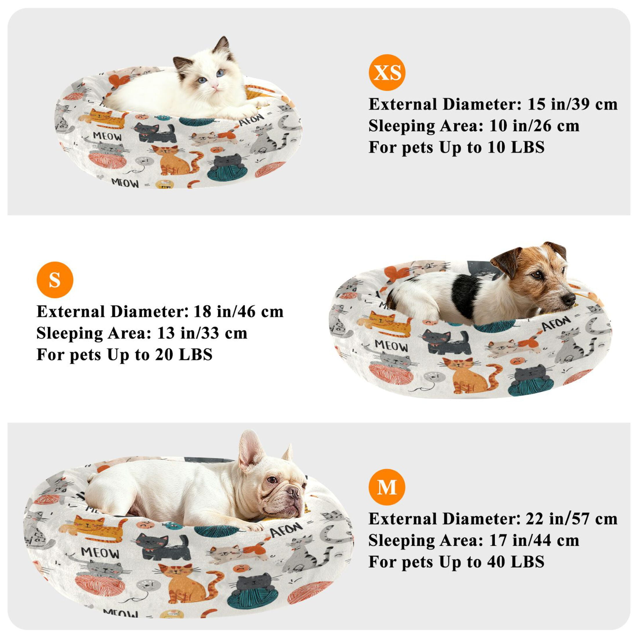 Iauyy Pet Couch Donut Cat Bed for Indoor Cats/Small Dogs Washable & Machine with Non-slip Bottom Calming Cat Furniture, Ball Of Yarn (M)