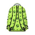 thumbnail image 3 of Alien Head Bright Green Pattern Backpack for School, Cute School Bag with Adjustable Shoulder Straps and Padded Back, 15.3"x11"x7.1", 3 of 5