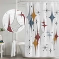 thumbnail image 4 of Blue Red Diamond Shower Curtain, Waterproof Shower Curtains for Bathroom, Modern Geometric Middle Century Washable Fabric Bathtub Curtain Set Bath Decor with 12 Hooks Standard 72"x72", 4 of 6
