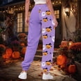 thumbnail image 5 of TOWED22 Women Halloween Sweatpants Cute Ghost Graphic Track Pants Drawstrings High Waisted Bottom Active Joggers with Pocket(Purple,XXXL), 5 of 7