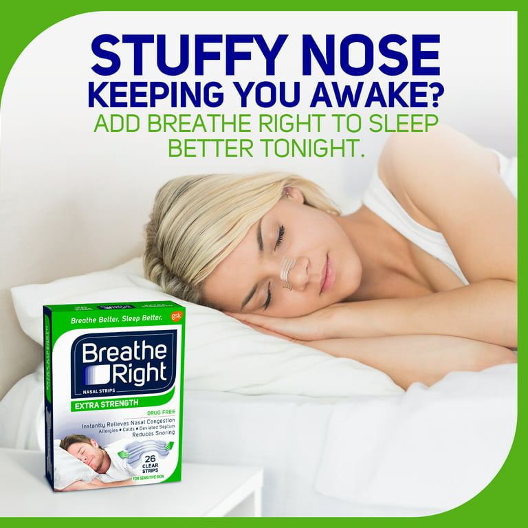 Breathe Right Extra Strength Drug-Free Clear Nasal Strips, 26 ct - City  Market