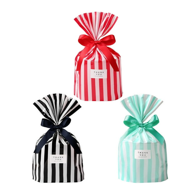 Bolsa de regalo navideña a rayas, 150 unidades, para panadería, galletas, postres navideños