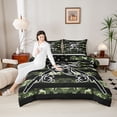thumbnail image 3 of Erosebridal Teens Big Bass Fish Queen Comforter Set 3pcs,Green Camouflage USA Flag Bedding Comforter Set For Adults,Black Reversible, 3 of 6