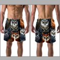 thumbnail image 3 of luoweisi Men's Beach Shorts Quick Dry Swim Trunks with Mesh Lining Cartoon Owl M, 3 of 5