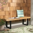 thumbnail image 2 of SAFAVIEH Monti Backless Acacia Wood Outdoor Patio Bench, Natural/Black, 2 of 9