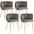 thumbnail image 1 of Gold Grey Velvet Dining Chairs Set of 4 Modern Accent Chairs Boucle Velvet Chair for Living Room sillas ce comedor modernas Vanity Chair Kitchen Dining Room Chairs Waiting Room Chairs, 1 of 16