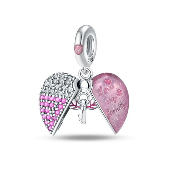 Family Heart Lock Charm, Compatible with Most Bracelet, Charm for Bracelet