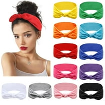 LinYooLi 12 Pack Bow Headbands for Women Headwraps Hair Band Knotted Headband Rabbit Ears Stretchy Turban Head Wraps Fashion Christmas Headbands Sport Cute Hair Accessories