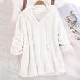 thumbnail image 2 of UAMVSH Fuzzy Fleece Hoodie for Women Plus Size Sherpa Warm Long Sleeve Hooded Pullover Comfy Plush Loungewear Sweatshirts for Winter(X-Large,White), 2 of 7