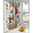 thumbnail image 5 of Fall Thanksgiving Sage Green Pumpkin Orange Maple Leaf Beige Shower Curtain Set ，Waterproof Fabric Shower Curtains Shower Curtains for Bathroom,Bathroom Decor 48"x72", 5 of 7