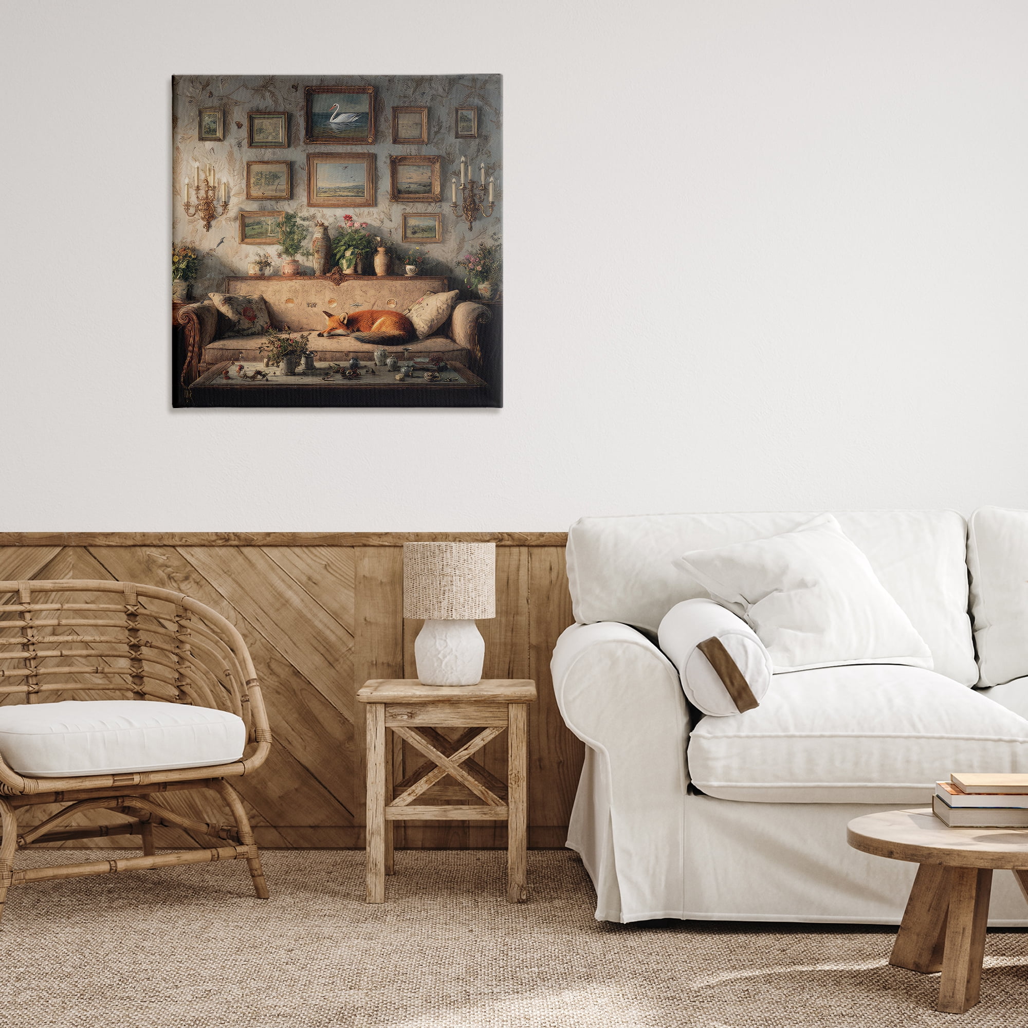Stupell Industries Vintage Parlor with Fox Canvas Wall Art, design by The Wands Want