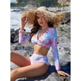 thumbnail image 6 of Sociala Women's Two-Piece Rash Guard Deep-V Floral Prints Swimsuit Bare Waist Swimwear, 6 of 6