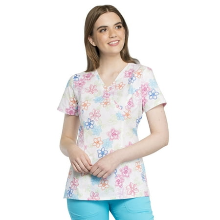 Cherokee Prints Women s Scrubs Top Mock Wrap CK620
