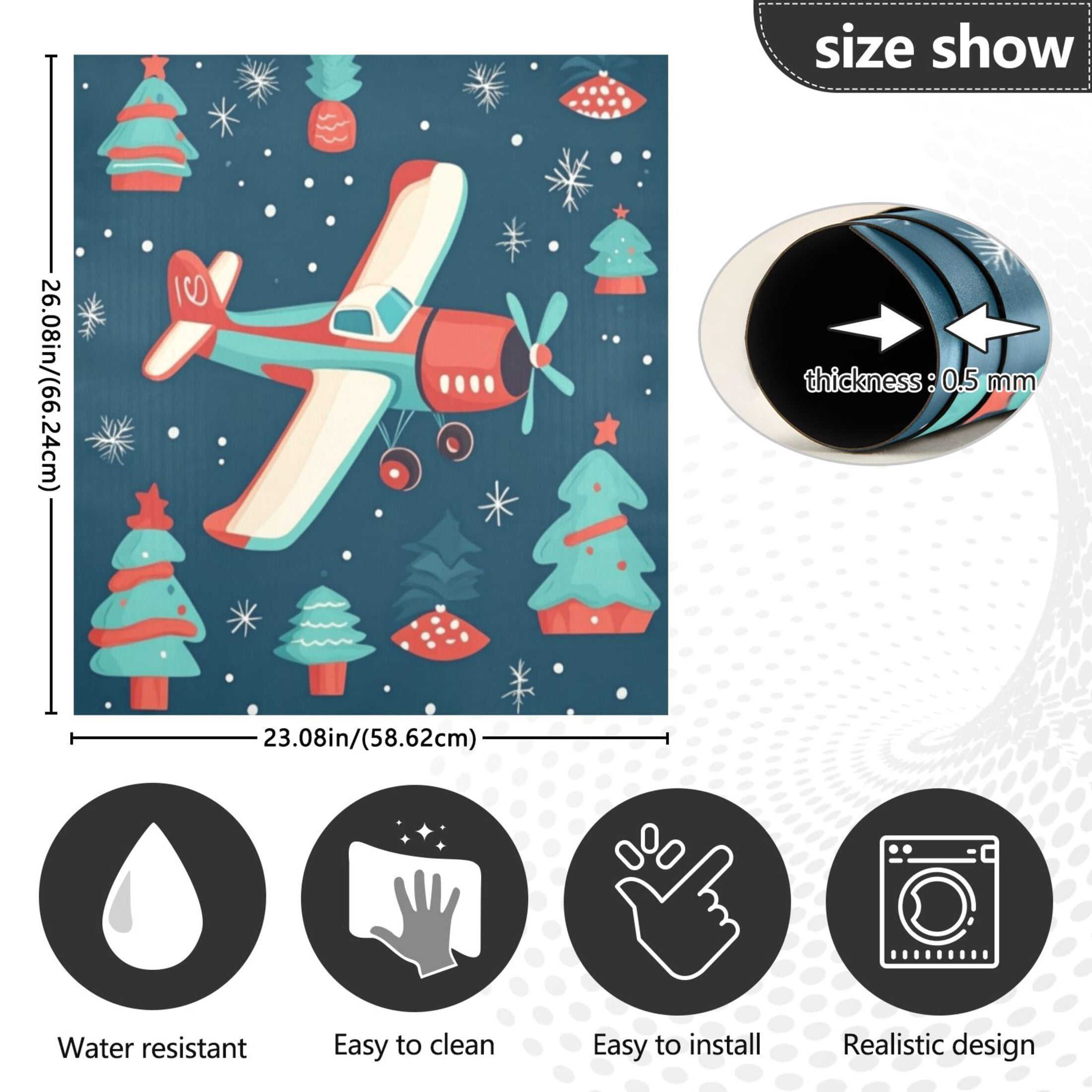 Dishwasher Magnetic Sticker 23x26 Inch Refrigerator Magnetic Sticker Washing Machine Magnetic Sticker Kitchen Panel Magnetic Sticker Home Decor Christmas Plane