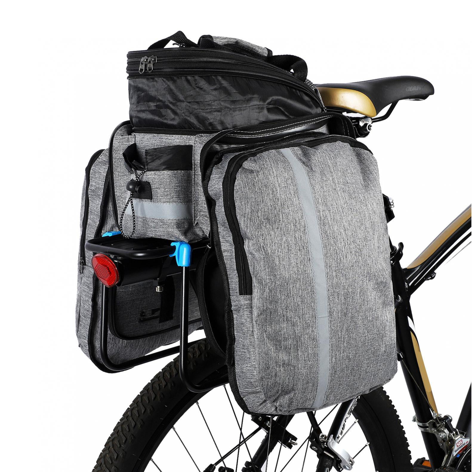 Bike Pannier Bicycle Rear Rack Waterproof Bicycle Panniers Backpack Mountain Bike Grocery Bag with Ultra-Stable Hooks Large Pockets Cycling Rear Seat Bag for Touring Commuting Shopping 
