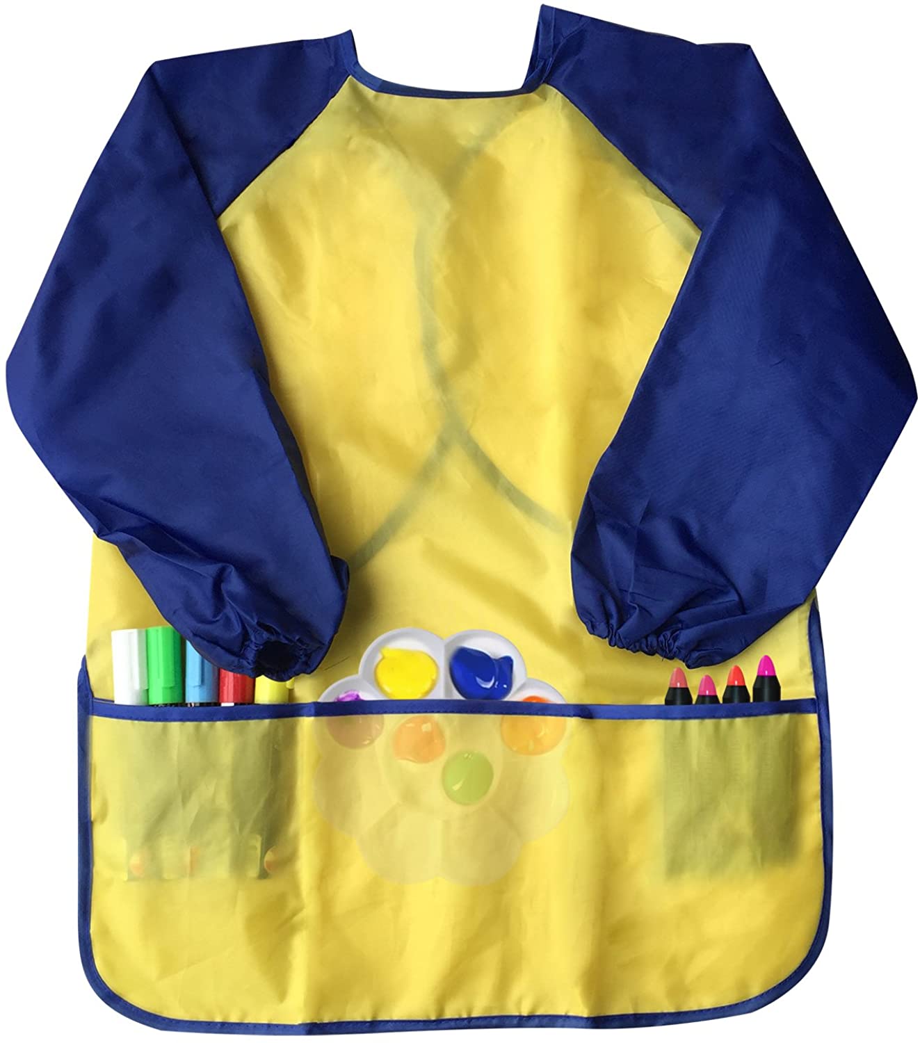  WERNNSAI Dinosaur Art Smock- Girls Toddler Smocks for Kids  Waterproof Apron Long Sleeve Kids' Artist Smocks Painting Apron for Kids  Artist Apron for age 3-8 Toddler Apron with 3 Pockets 