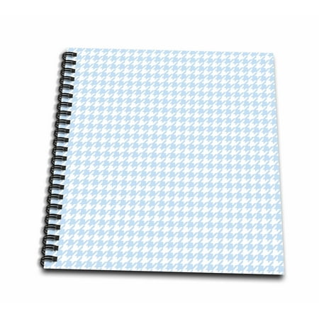3dRose Light pastel blue and white houndstooth pattern small - preppy stylish classy chic girly fashionable - Drawing Book, 8 by 8-inch