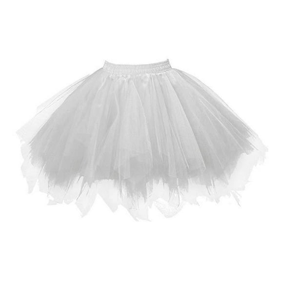 qolati Women's 1950s Tulle Skirts Vintage Pleated Ballets Dance Skirts Cute Mesh Layered Prom Party Mini Skirt