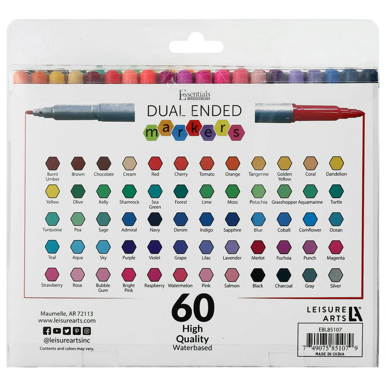 Essentials By Leisure Arts Arts Double Ended Marker Set 60pc