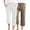 Brown, variant on Stamzod 2 Pack Capri Pants for Women Plus Size Cotton and Linen Casual Capris Summer Solid Color Straight Leg Cropped Pants for Women with Pocket Brown-1 XL