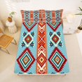 thumbnail image 5 of jejeloiu Desert Tribal King Sheets For Men Women,Diamond Pattern Bedding,Turquoise Red,4pcs,1 Flat Sheet, 1 Fitted Sheet and 2 Pillowcases, 5 of 6