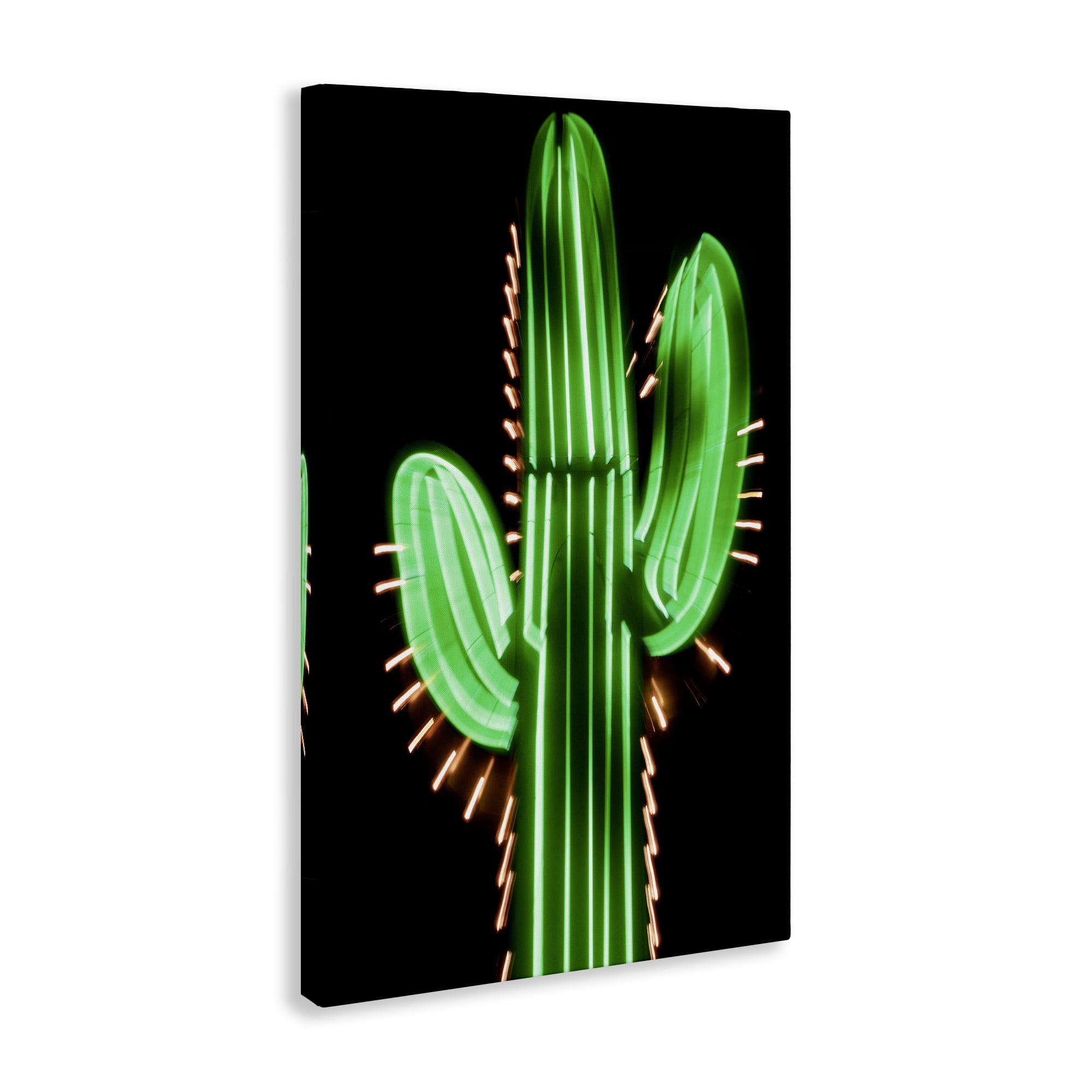 Stupell Industries Neon Lights Cactus Botanical & Floral Painting Gallery Wrapped Canvas Art Print Wall Art, 24 x 36