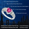 thumbnail image 3 of Gem Stone King 925 Sterling Silver Pink Created Sapphire Ring for Women (1.23 Cttw, Heart Shape 6MM, Available in Size 5, 6, 7, 8, 9), 3 of 6