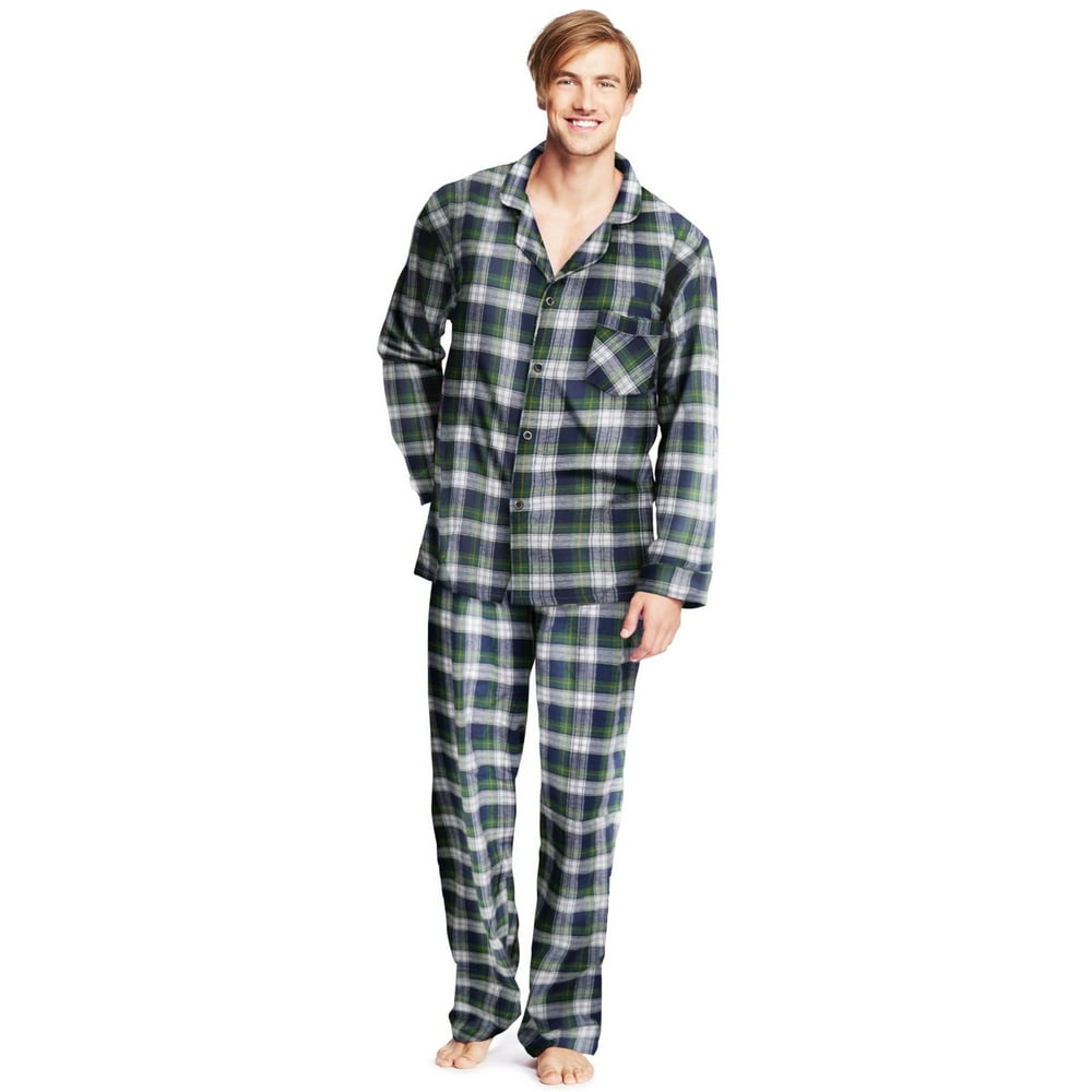 Hanes - Hanes Men`s Flannel Pajamas, 0140/0140X, XL, Navy/Green Plaid ...