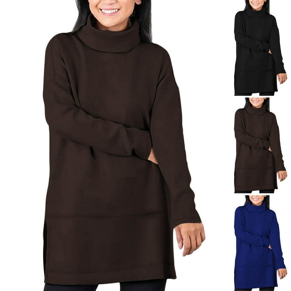 breaise Turtleneck Tops Women Plus Size Long Sleeve Shirts Casual Tunic Pullover for Women Oversized Holiday Clothings Black,XXXL