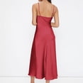 thumbnail image 5 of Mohiass Women's Spaghetti Strap Midi Satin Silk Dresses Slip Cowl Neck Party Cocktail Evening Dress Wine M, 5 of 6