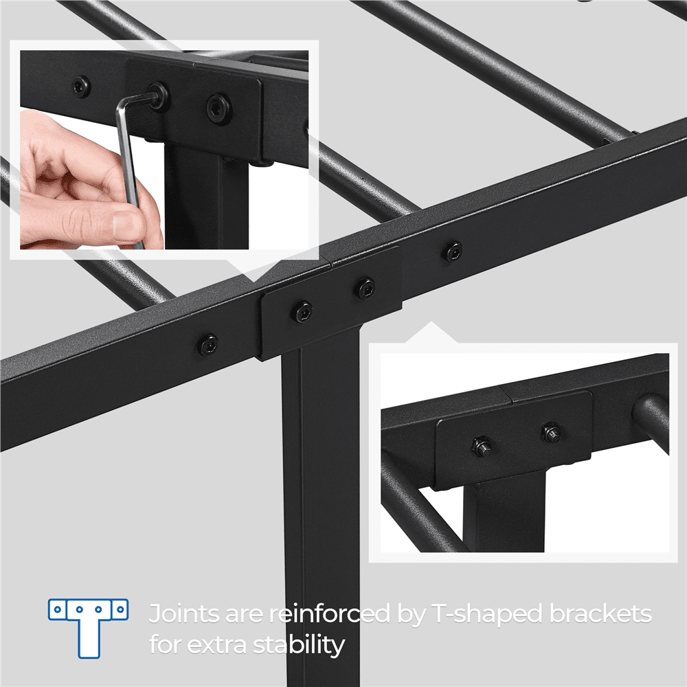 Topeakmart Queen Heavy Duty Metal Bed Frame with Headboard & Underbed Storage, Black