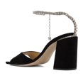 thumbnail image 4 of XYD Women Stylish Chunky High Heel Sandals Rhinestones Chain Ankle Strap Square Open Toe Pumps Party Prom Shoes Size 7 Black, 4 of 6